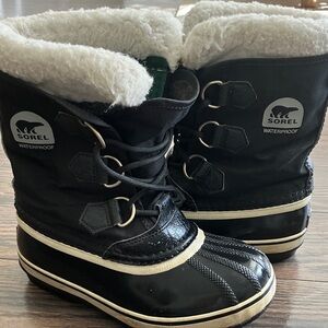 Sorel Kids Black and White Snow Boots